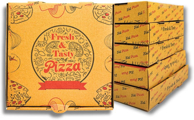 KHAANA PACKAGING Pizza Box Cardboard, Craft Paper (8 inch) Pizza Box 3ply Corrugated pizza box size -8.5X8.5X1.5'' inch Pizza Packaging Box(Pack of 10 Brown)