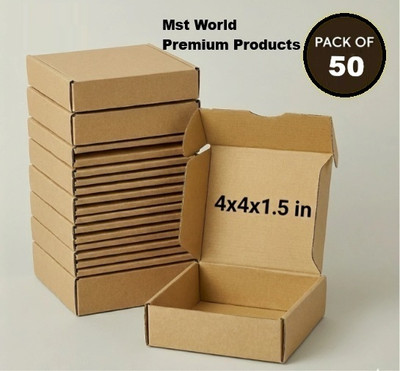 mstworldin Corrugated Cardboard, Craft Paper Ecommerce Box, Jewelry, Bangles, Bracelet, Watches, Small Business, Gift Item Packaging Box(Pack of 50 Brown)