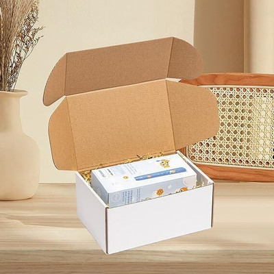 MALANI STORES Self-Locking Box Cardboard, Craft Paper, Paper 3 Ply Auto Lock Corrugated Packaging Box Size: 2.5 x 2 x 1.5 Inch Packaging Box Packaging Box(Pack of 25 White)