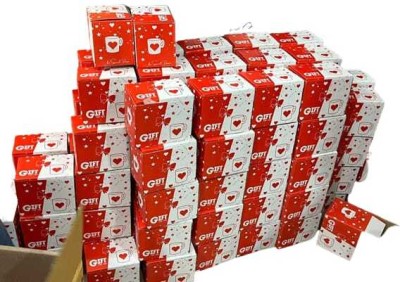 GPM Cup & Glass Cardboard Heart Printed Packaging Box For Anniversary, Party, Christmas, Diwali Gift Packaging Box(Pack of 50 Red, White)