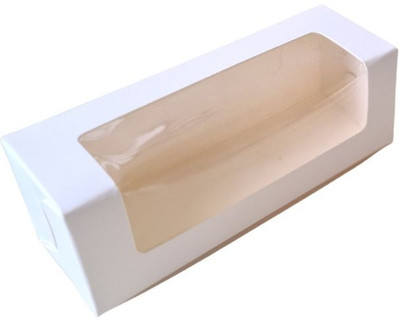 BELCORR Cake Box Paper White Macaroon Box with Window for Packaging and Gifting; Size - 15.5x5x5 cms Packaging Box(Pack of 12 White)