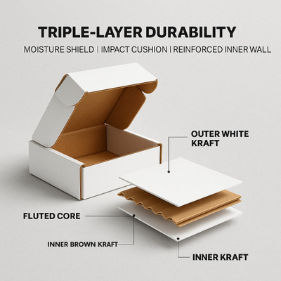 POWERLON Corrugated Cardboard Packaging Box(Pack of 10 White)