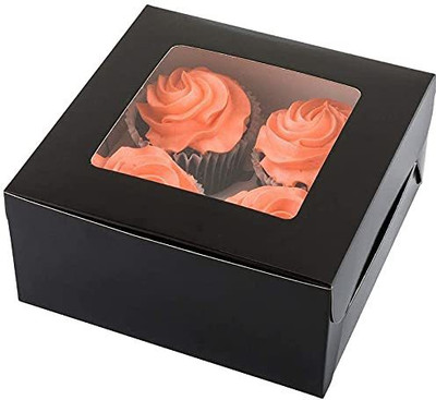 BAKEFY Cake Box Paper Cake, Bakery, Muffin Gift Packaging Box(Pack of 5 Black)