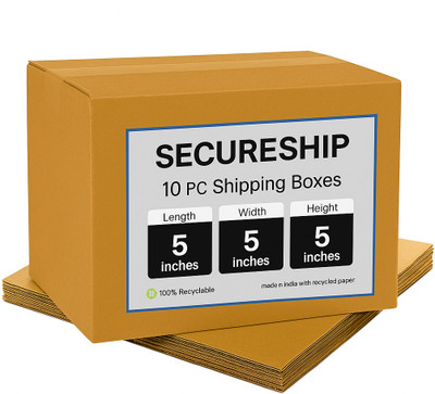 SecureShip Corrugated Cardboard Strong 3-Ply Shipping Box Size-5 X 5 X 5–Ideal for Safe Packaging & Storage Packaging Box(Pack of 10 Brown)