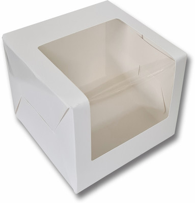 BELCORR Cake Box Paper White Tier Cake, Tall Cake, Heighted Cake Box With Window; Size-10x10x6 inches Packaging Box(Pack of 5 White)