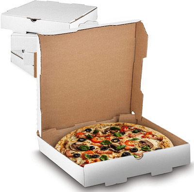 KHAANA PACKAGING Pizza Box Cardboard, Paper 14 Inch Box, 3ply Corrugated Pizza box, Pizza Box 14X14X1.75 inch Pizza Packaging Box(Pack of 25 White)
