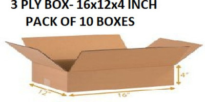 SHREE TIRUPATI REFRACTORIES AND CERAMICS Corrugated Cardboard 3 Ply- Small Size: 16x12x4 inch Packaging Box(Pack of 10 Brown)