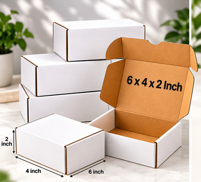 Akash Corrugated Cardboard 3 Ply White Flap Box 6x4x2 Inch for Jewellery|Gifts|Cosmetics|Ecommerce Packaging Box(Pack of 10 White)