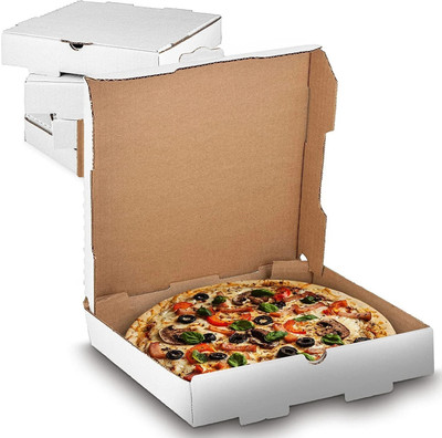 KHAANA PACKAGING Pizza Box Cardboard, Paper 7 Inch Box, 3ply Corrugated Pizza box, Size 7X7X1.5'' Pizza Packaging Box(Pack of 50 White)
