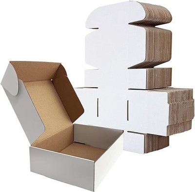 MALANI STORES Self-Locking Box Craft Paper 3 Ply Self Locking Corrugated Packaging WHITE Boxes Size: 5.5 x 3 x 1.5 Inch Packaging Box(Pack of 50 White)