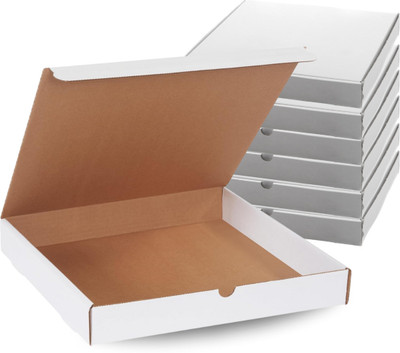 KHAANA PACKAGING Pizza Box Cardboard 8 inch (8.5x8.5x1.5) box, making them ideal for deliveries from restaurants, Packaging Box(Pack of 50 White)