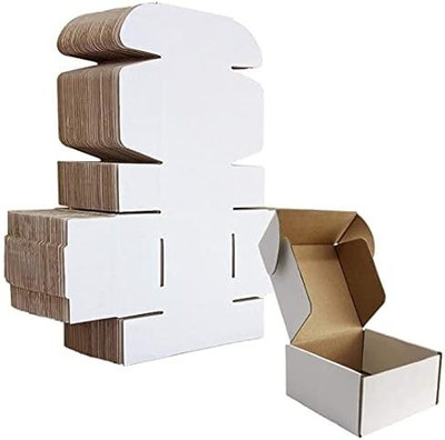 MALANI STORES Self-Locking Box Cardboard, Craft Paper, Paper 3 Ply Self Locking/Auto Lock Corrugated Packaging Boxes Size:3.5 x 3 x 1.5 Inch Packaging Box(Pack of 25 White)