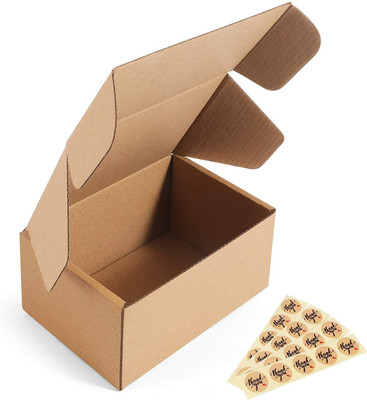 MM WILL CARE Self-Locking Box Cardboard 6x5x1.5 Flat Box Packaging Box(Pack of 25 Brown)
