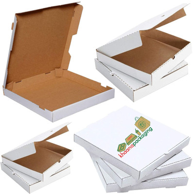 KHAANA PACKAGING Pizza Box Cardboard, Paper Pizza box 6 Inch, 3ply Corrugated Pizza box, Pizza Box 6.5X6.5X1.5 inch, Pizza Packaging Box(Pack of 25 White)