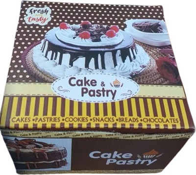 KHAANA PACKAGING Corrugated Cardboard Cake Box Brown Printed Cake Box 8X8X5.5 inch Cakes, Pastry Packaging Box(Pack of 5 Brown)