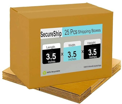 SecureShip Corrugated Cardboard Strong 3-Ply Shipping Box Size-3.5 X 3.5 X 3.5–Ideal for Safe Packaging&Storage Packaging Box(Pack of 25 Brown)