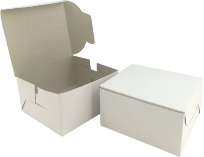 GROWNEX PVT. LTD. Cake Box Paper White Simple and Plain Empty Box for Food Storage Cakes, Pastry, Muffins Packaging Box(Pack of 50 White)