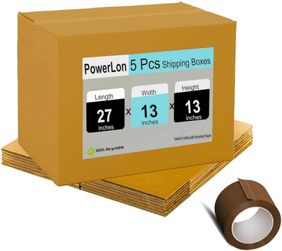 POWERLON Corrugated Paper, Cardboard Packing Home Shifting and Other Purposes, Box Size : 27x13x13 Inch Packaging Box(Pack of 5 Brown)