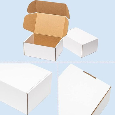 MALANI STORES Self-Locking Box Craft Paper Packaging Box(Pack of 50 White)
