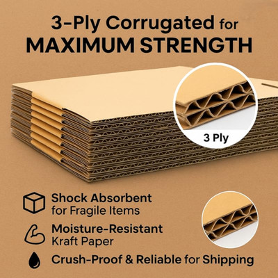 SecureShip Corrugated Cardboard Packaging Box(Pack of 25 Brown)