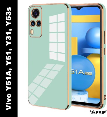 VAPRIF Back Cover for Vivo Y51A, Y51, Y31, Y53s, Golden Line, Premium Soft Chrome Case | Silicon Gold Border(Green, Shock Proof, Silicon, Pack of: 1)