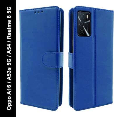 Juberous Flip Cover for Oppo A16, Oppo A53s 5G, Oppo A54, Realme 8 5G(Blue, Cases with Holder, Pack of: 1)