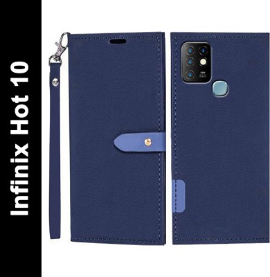 Turncoat Flip Cover for Infinix Hot 10(Blue, Grip Case, Pack of: 1)