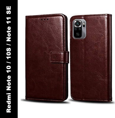 Cockcrow Flip Cover for Redmi Note 10, Redmi Note 10S, Redmi Note 11SE(Brown, Shock Proof, Pack of: 1)