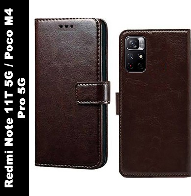 Wynhard Flip Cover for Redmi Note 11T 5G, POCO M4 Pro 5G(Brown, Grip Case, Pack of: 1)