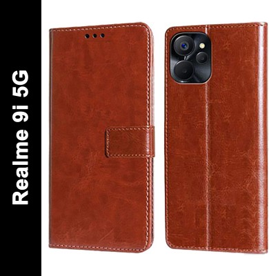 Wynhard Flip Cover for Realme 9i 5G(Brown, Grip Case, Pack of: 1)