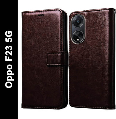 Casotec Flip Cover for Oppo F23 5G(Brown, Pack of: 1)