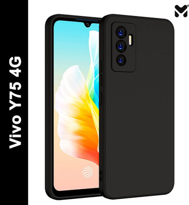 MOBIDEER Back Cover for Vivo Y75 4G, Matte Rubberized Soft Silicone Protective Cloth Inside(Black, Dual Protection, Pack of: 1)
