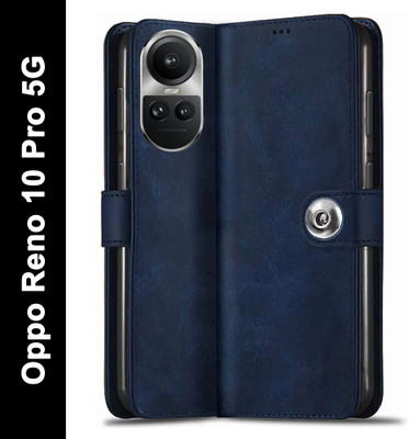 SESS XUSIVE Flip Cover for Oppo Reno 10 Pro 5G Designer Button Magnet Closure - Button Blue(Blue, Dual Protection)