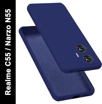 Micvir Back Cover for Realme C55, Realme Narzo N55(Blue, Dual Protection, Silicon, Pack of: 1)