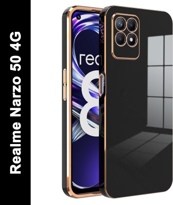 KartV Back Cover for Realme 8i, 50 4G(Black, Gold, Electroplated, Silicon, Pack of: 1)