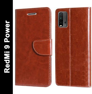 Krumholz Flip Cover for Redmi 9 Power(Brown, Dual Protection, Pack of: 1)