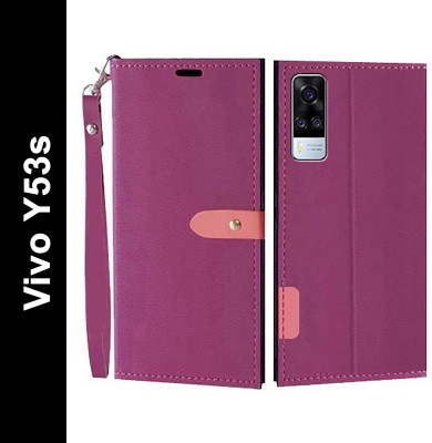 Krofty Flip Cover for Vivo Y51 2020, Vivo Y51A, Vivo Y31 2021, Vivo Y53s(Pink, Cases with Holder, Pack of: 1)
