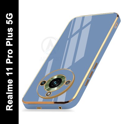 AESTMO Back Cover for Realme 11 Pro 5G, Realme 11 Pro Plus 5G(Blue, Gold, Dual Protection, Silicon, Pack of: 1)