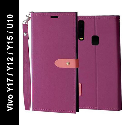 YAYAVAR Flip Cover for Vivo Y17, Vivo Y15, Vivo Y12, Vivo U10(Pink, Shock Proof, Pack of: 1)