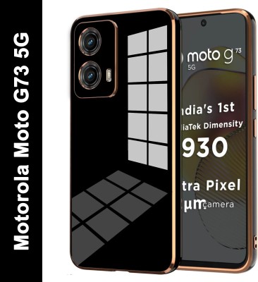 VAPRIF Back Cover for MOTOROLA g73 5G, MOTO g73 5G, Golden Line, Premium Soft Chrome Case(Black, Shock Proof, Silicon, Pack of: 1)