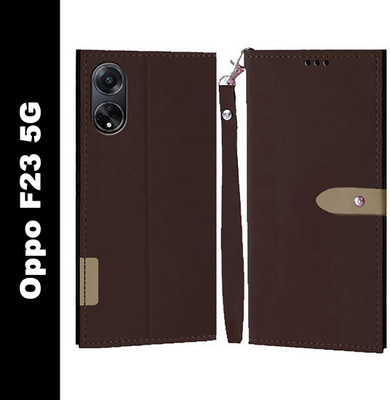 Ideogram Flip Cover for OPPO F23 5G, OPPO A98 5G(Brown, Shock Proof, Pack of: 1)