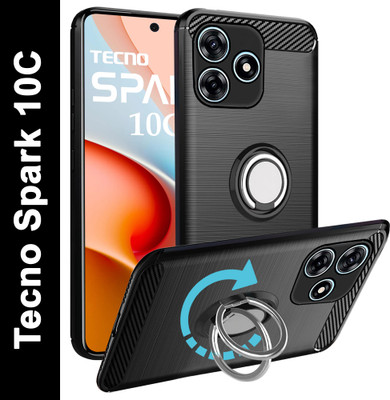 Unistuff Back Cover for Tecno Spark 10C(Black, Ring Case, Pack of: 1)