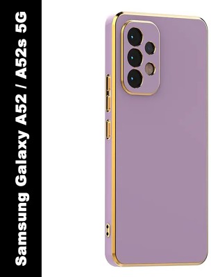 Apurb store Back Cover for Samsung Galaxy A52 / A52s 5G Luxury Square Plating Case Solid Color Soft Silicone(Purple, Shock Proof, Silicon, Pack of: 1)