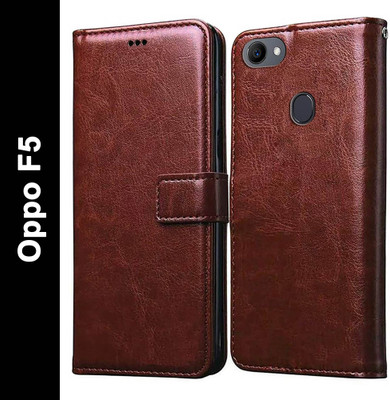 Casotec Flip Cover for Oppo F5(Brown, Pack of: 1)