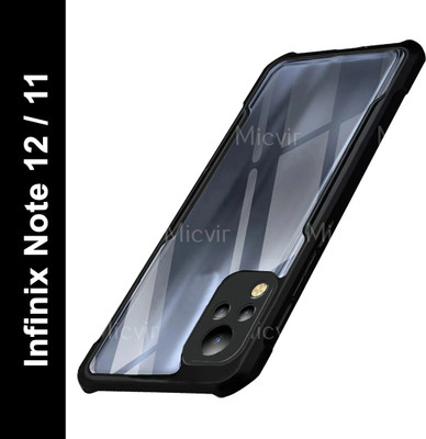 Micvir Back Cover for Infinix Note 11, Infinix Note 12(Transparent, Black, Shock Proof, Pack of: 1)