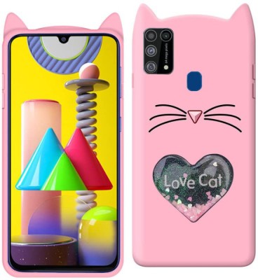 A3sprime Back Cover for Samsung Galaxy M31, |Soft Silicon with Drop Protective & 3D Heart Love Cat Shaped Case|(Pink, 3D Case, Silicon, Pack of: 1)