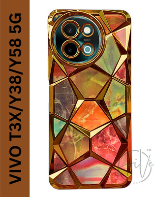 Hive Back Cover for Vivo T3X 5G, Vivo Y38 5G, Vivo Y58 5G(Gold, Grip Case, Silicon, Pack of: 1)