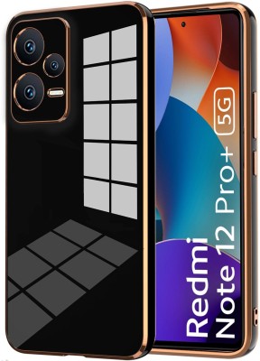 VAPRIF Back Cover for Mi Redmi Note 12 Pro Plus 5G, Golden Line, Premium Soft Chrome Case | Silicon Gold Border(Black, Shock Proof, Silicon, Pack of: 1)