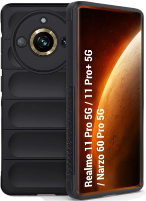 S-Design Back Cover for Realme 11 Pro, Premium Solid Liquid Magic Case Shockproof Plain(Black, Silicon, Pack of: 1)