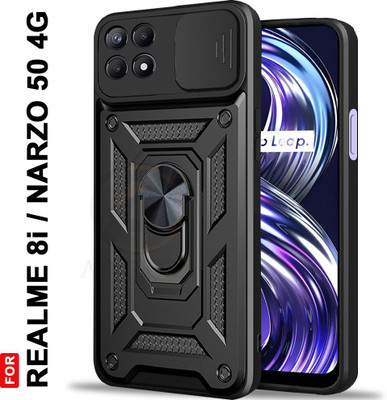 AelVouX Back Cover for Realme 8i, Narzo 50 4G(Black, Ring Case, Pack of: 1)
